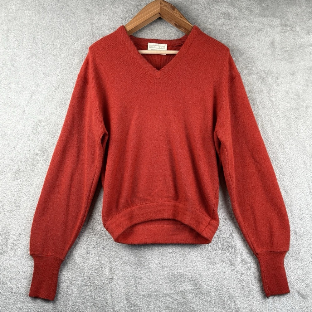Lord Jeff Orlon‎ V-Neck Sweater Mens M Red Made in USA Grandpa VTG 90s Grunge